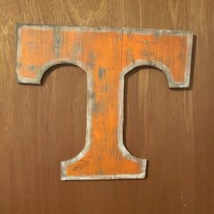 University of Tennessee Rustic Orange Wooden Logo